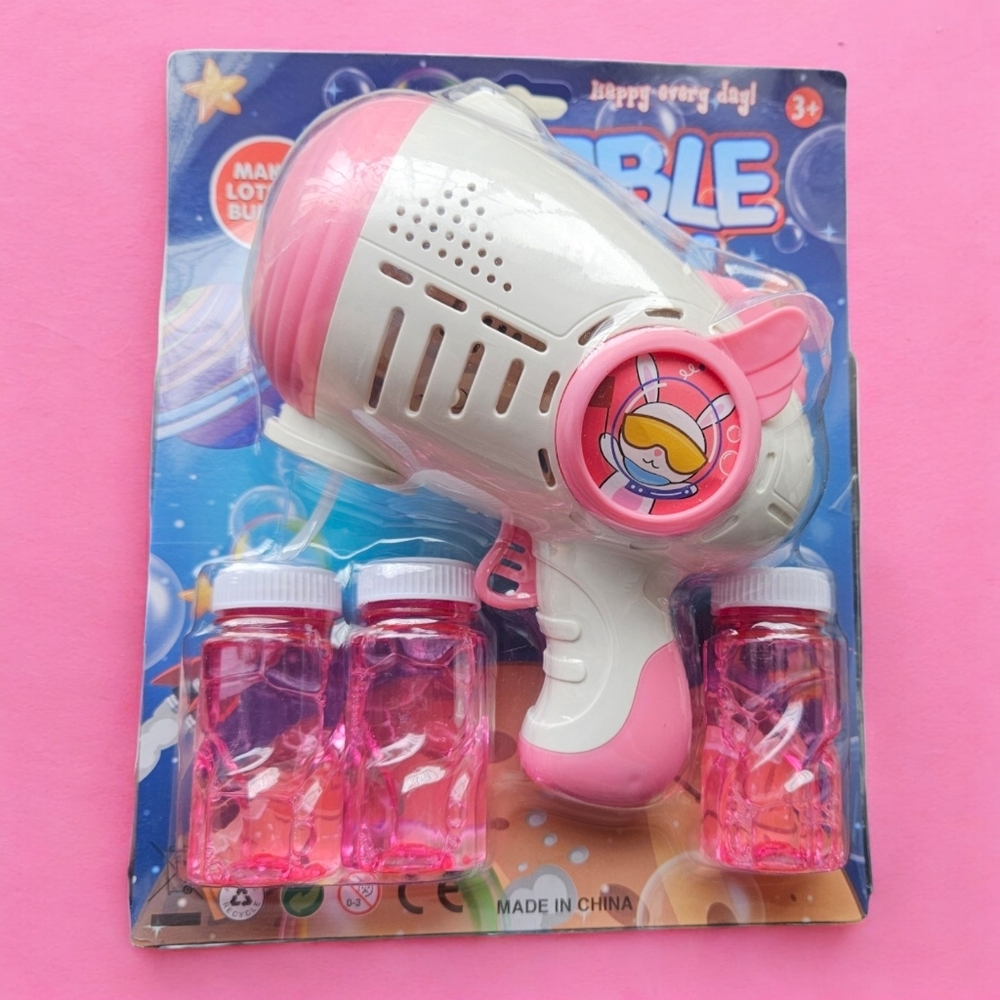 2 Kids Space Bunny Astronaut Light Up Automatic Bubble Guns, outdoor beach Toy